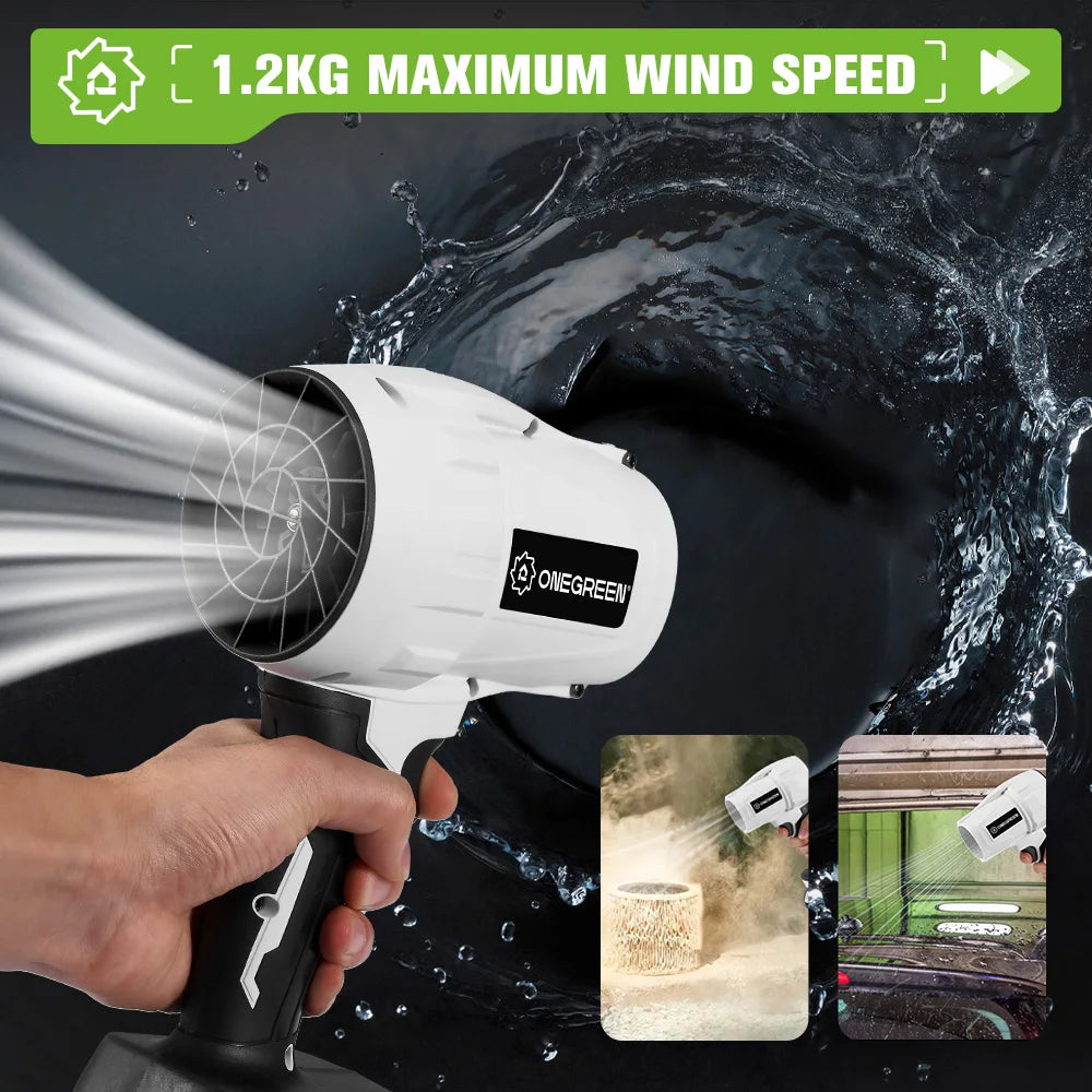 ONEGREEN Brushless 2000W Electric Turbo Blower Jet Fan 150000RPM Air Blower Violent Blowing Tool for Makita 18V Battery Pin