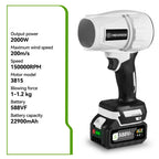 ONEGREEN Brushless 2000W Electric Turbo Blower Jet Fan 150000RPM Air Blower Violent Blowing Tool for Makita 18V Battery Pin