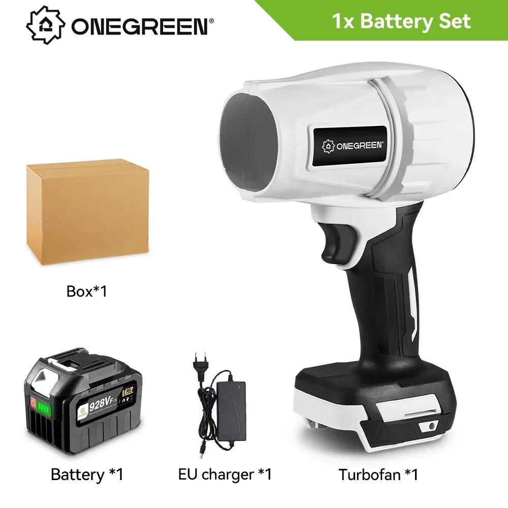 ONEGREEN Brushless 2000W Electric Turbo Blower Jet Fan 150000RPM Air Blower Violent Blowing Tool for Makita 18V Battery Pin