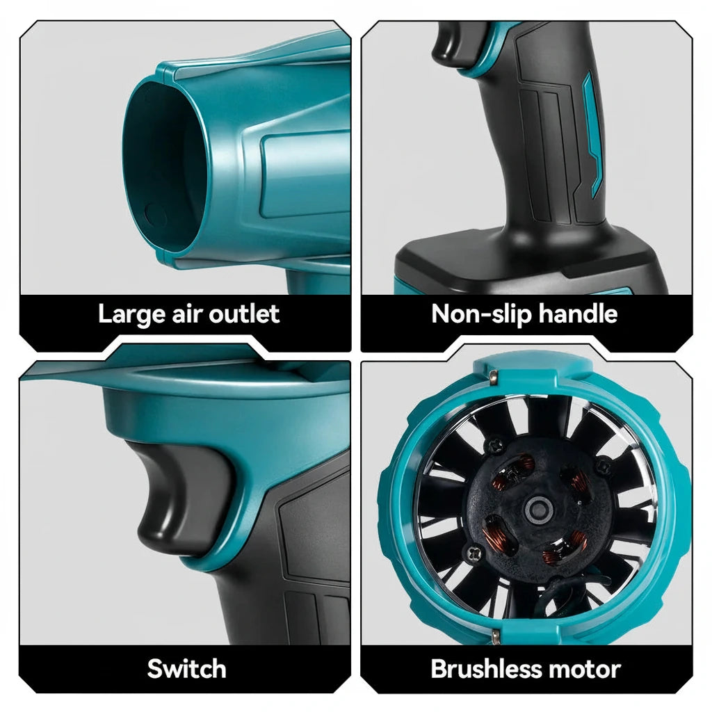 ONEVAN 350M/S Brushless Electric Turbo Fan Blower 3500W Cordless Jet Fan Snow Leaf Dust Air Blowing Tool For Makita Battery Pin