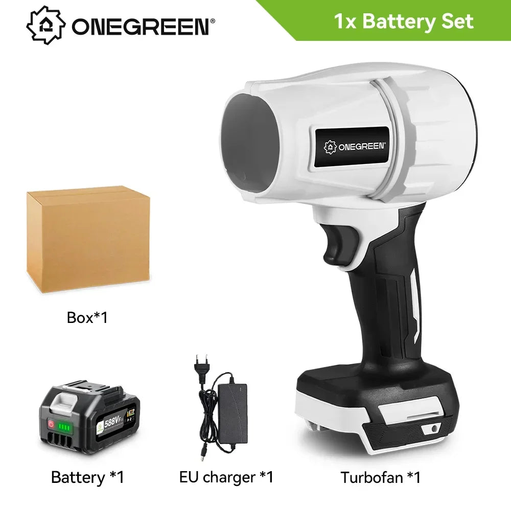 ONEGREEN Brushless 2000W Electric Turbo Blower Jet Fan 150000RPM Air Blower Violent Blowing Tool for Makita 18V Battery Pin