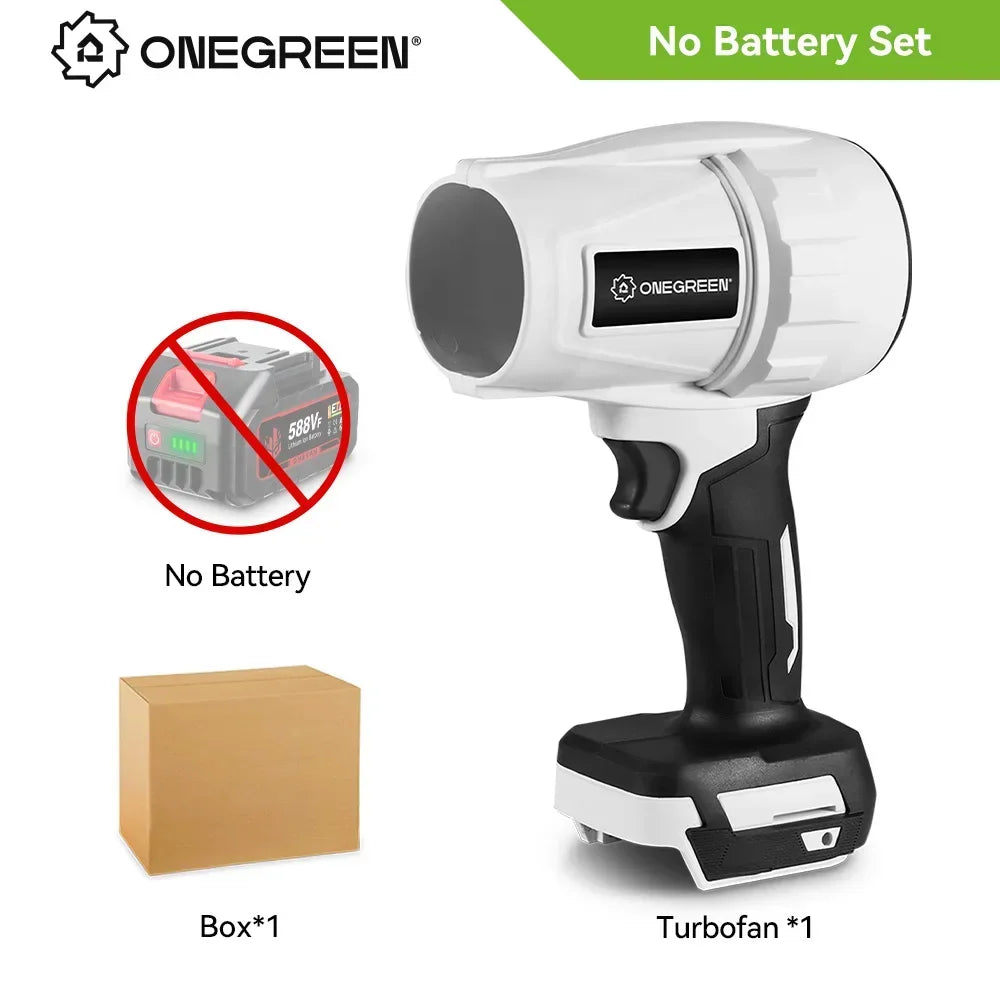 ONEGREEN Brushless 2000W Electric Turbo Blower Jet Fan 150000RPM Air Blower Violent Blowing Tool for Makita 18V Battery Pin